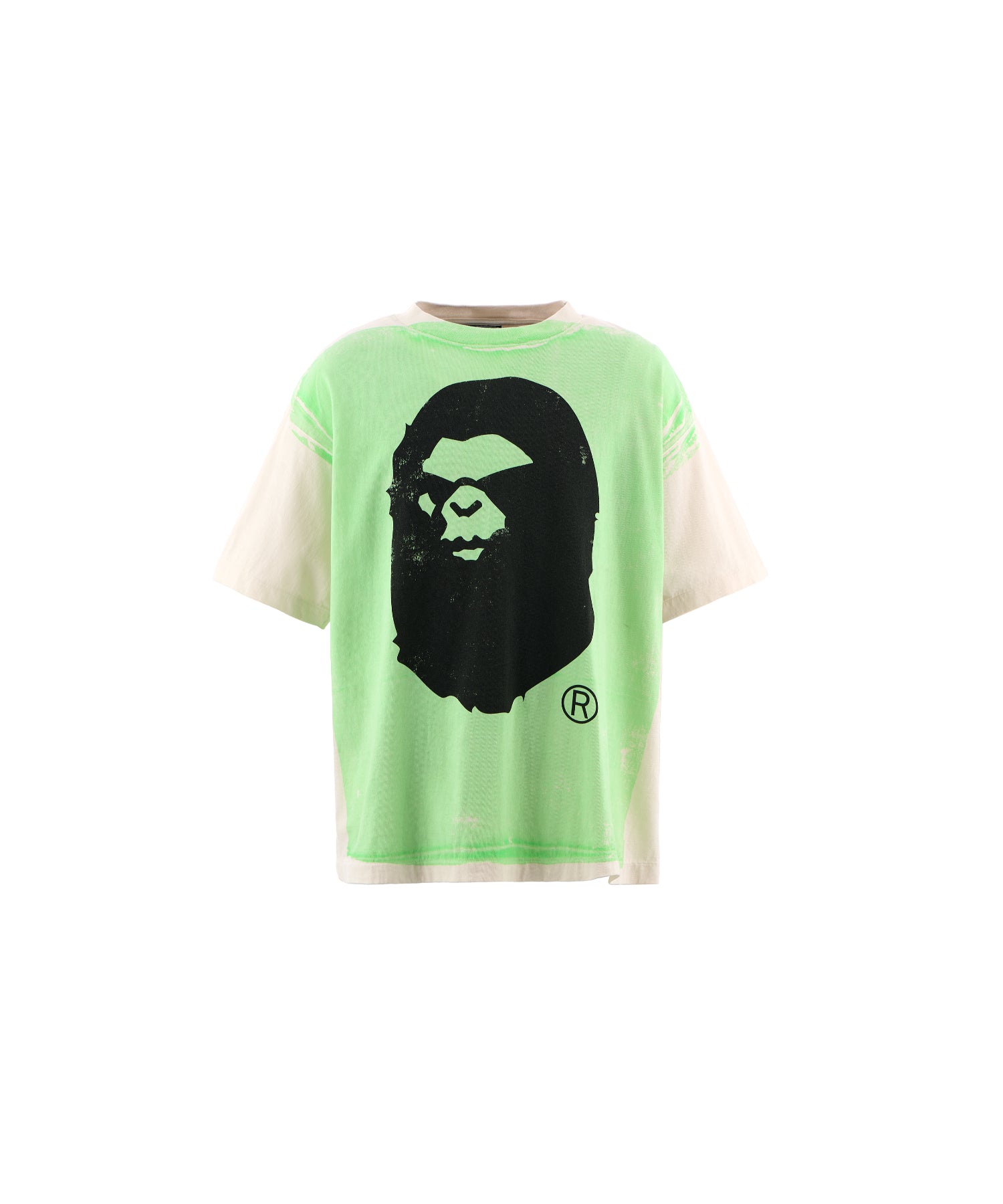BAPE_SS TEE / HANDPRINT / WHT+GRN