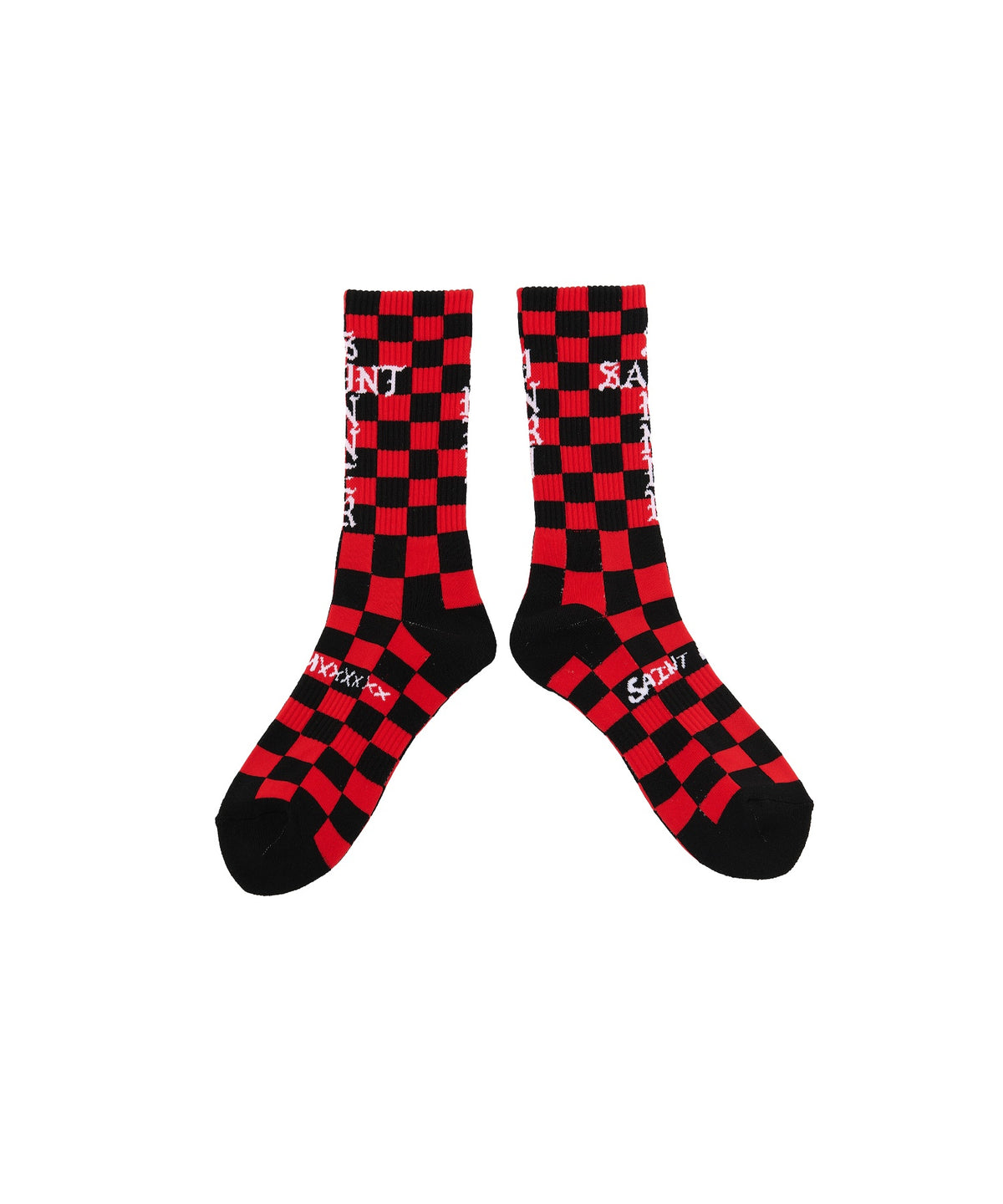 SOCKS/CHECK/BLACK+RED