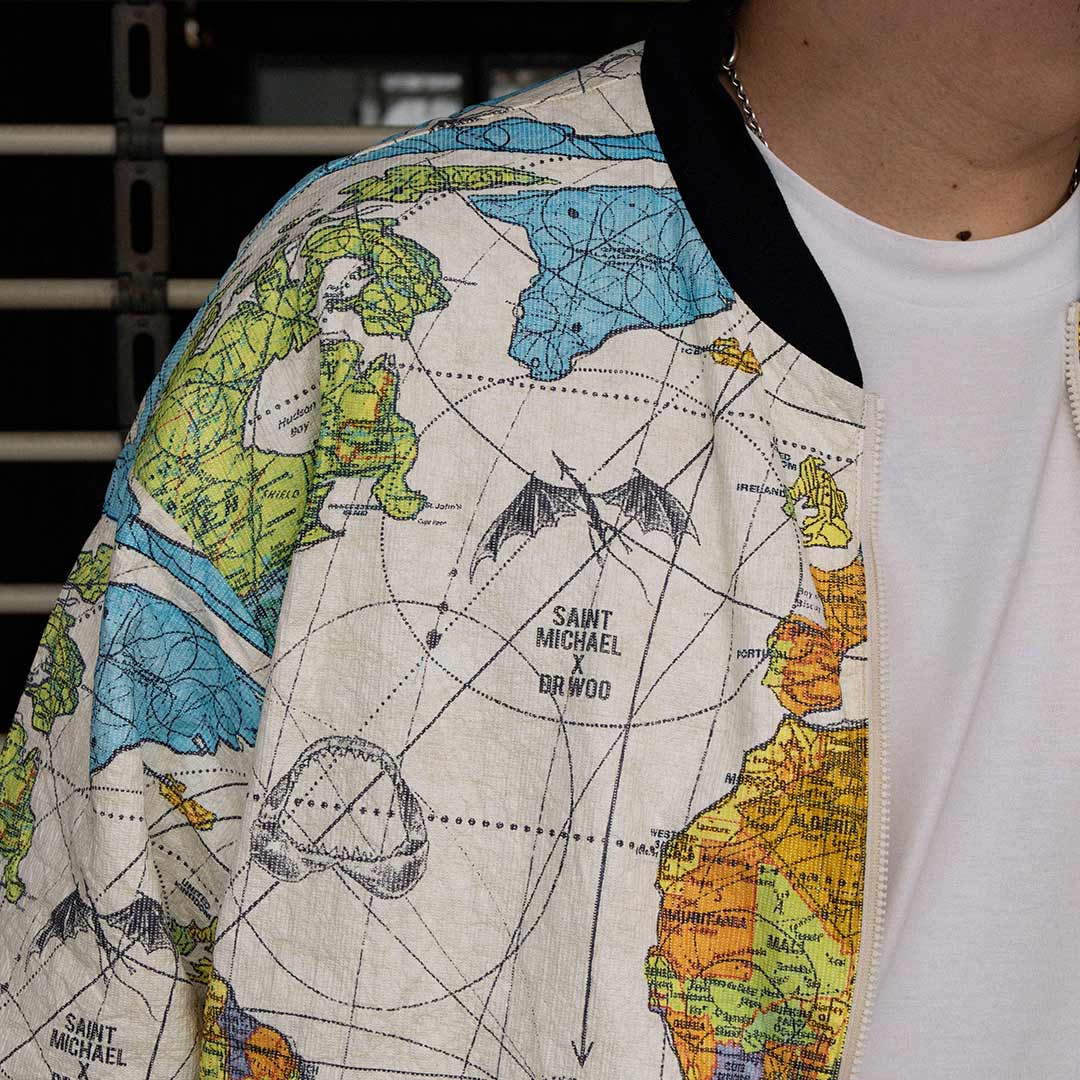 BJ_PARER JKT/WORLD MAP/WHITE