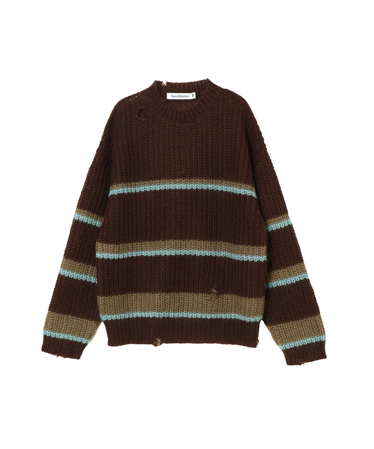 RESEARCHED BORDER SWEATER / MOHAIR MIX YARN