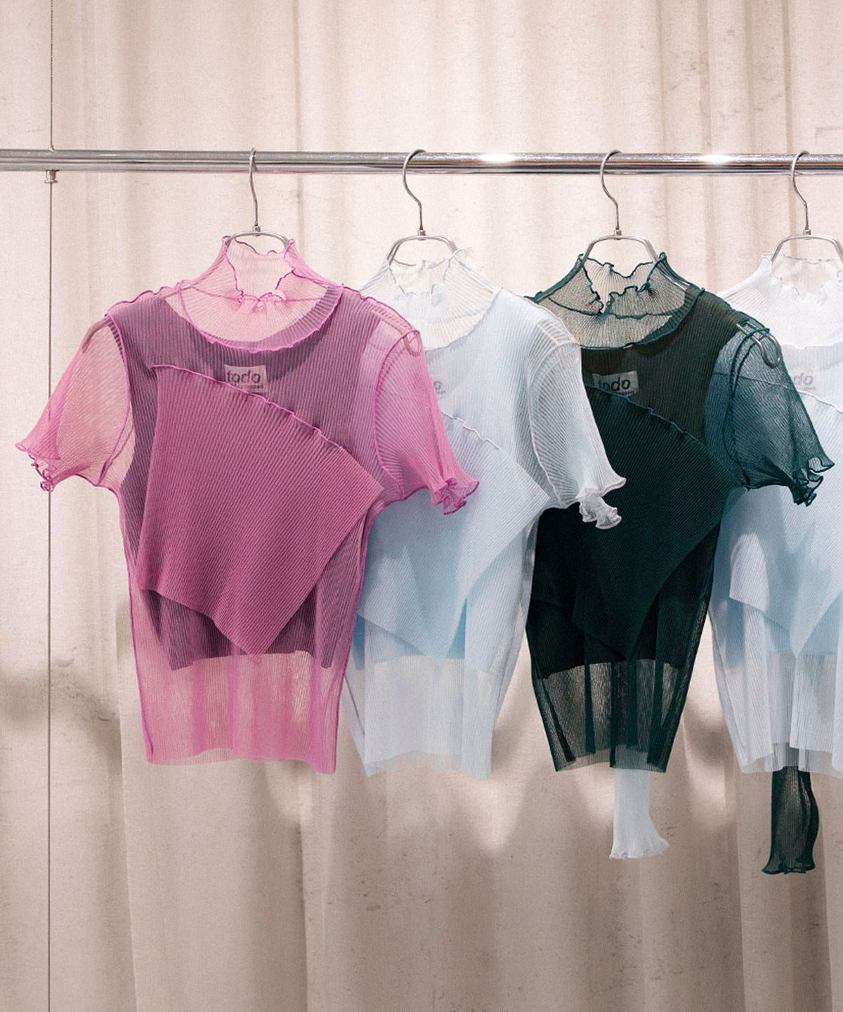 SHEER LAYERED SHORT SLEEVE TOP