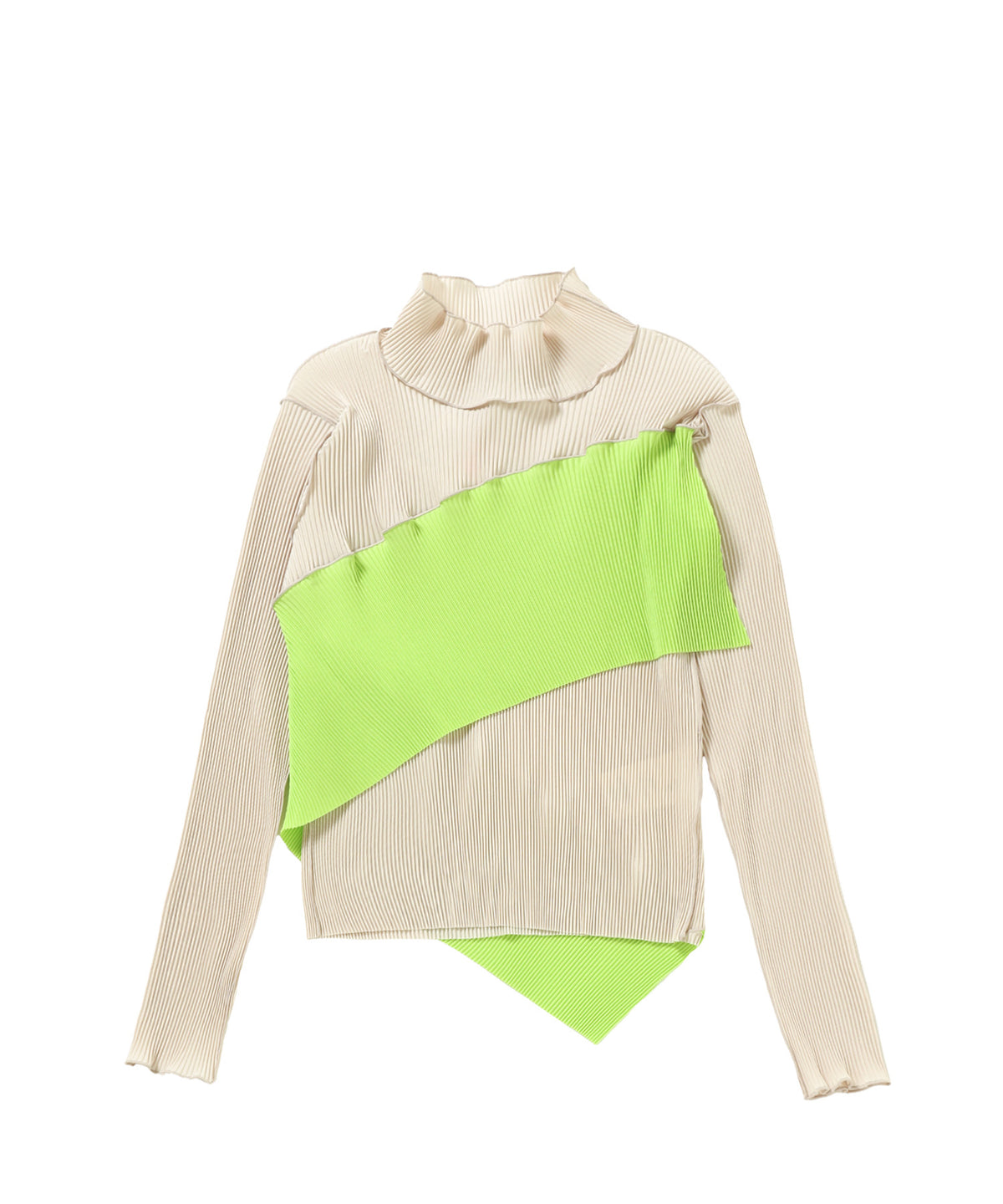 SPIRAL WAVE LONG SLEEVE TOP HIGH NECK TYPE