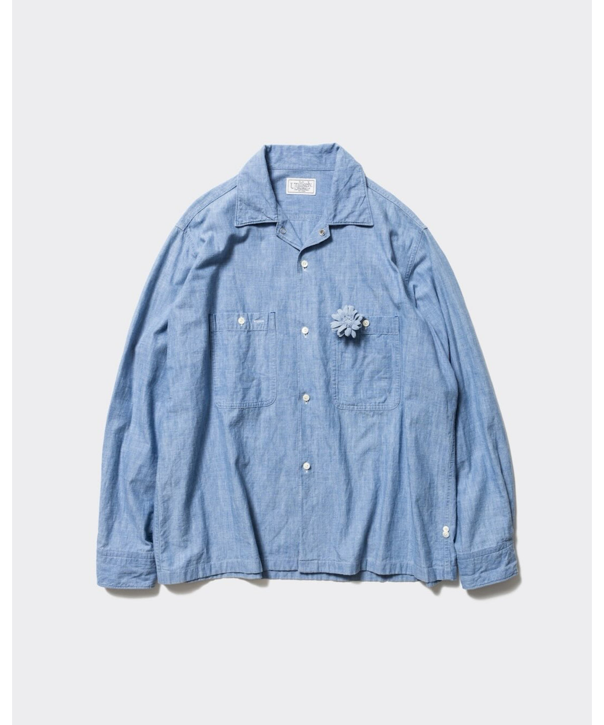 Unlikely Open Collar Chambray with Flower