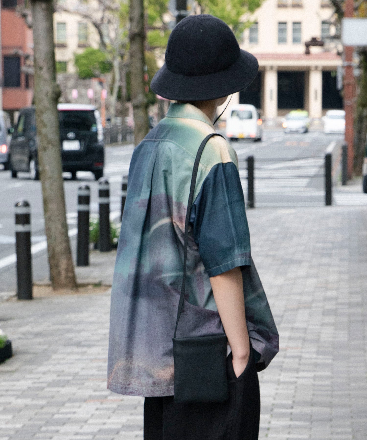 PHOTO PRINT OPEN COLLAR SHIRT