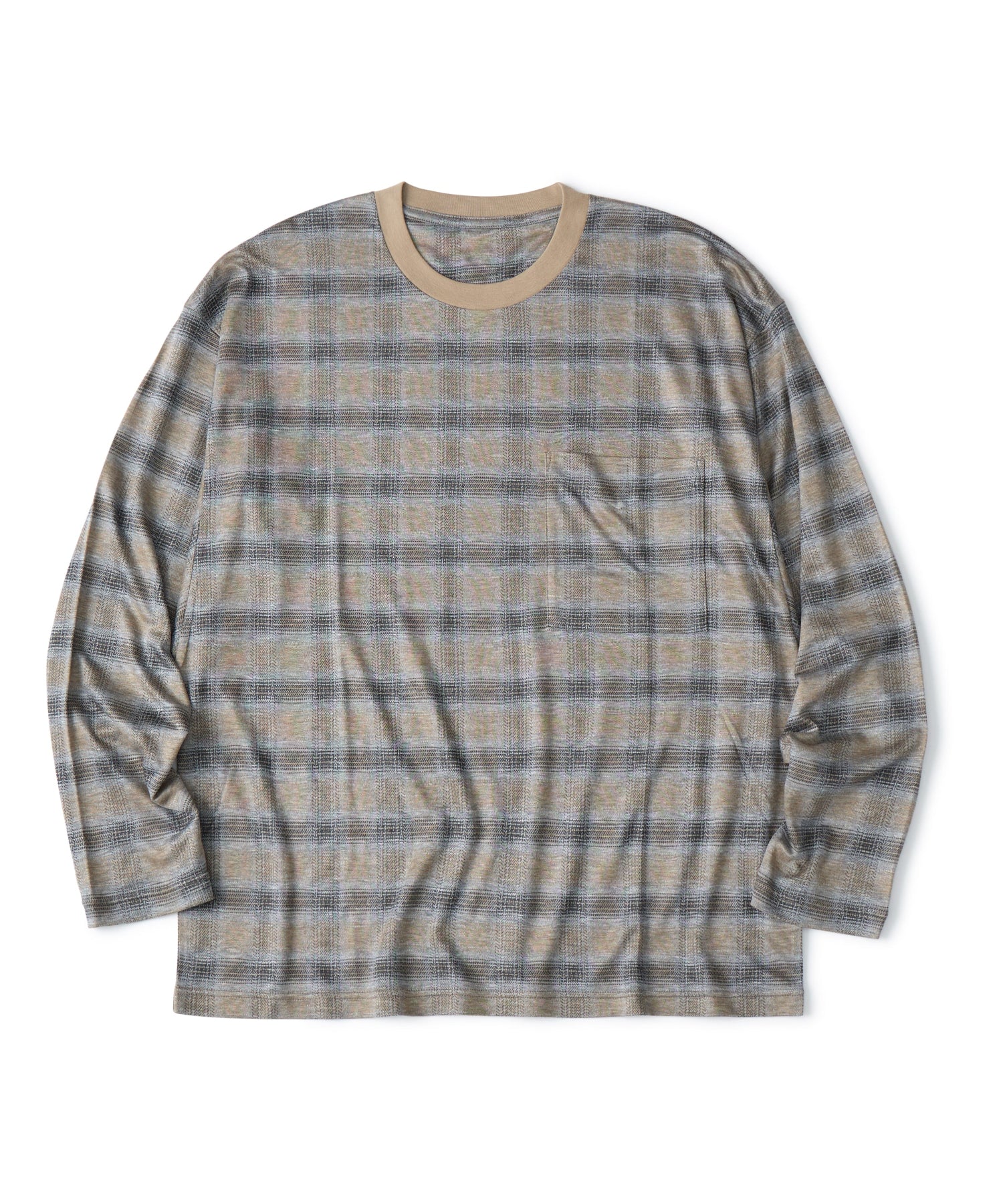 CHECK JACQUARD LONG SLEEVE T-SHIRT - White Mountaineering
