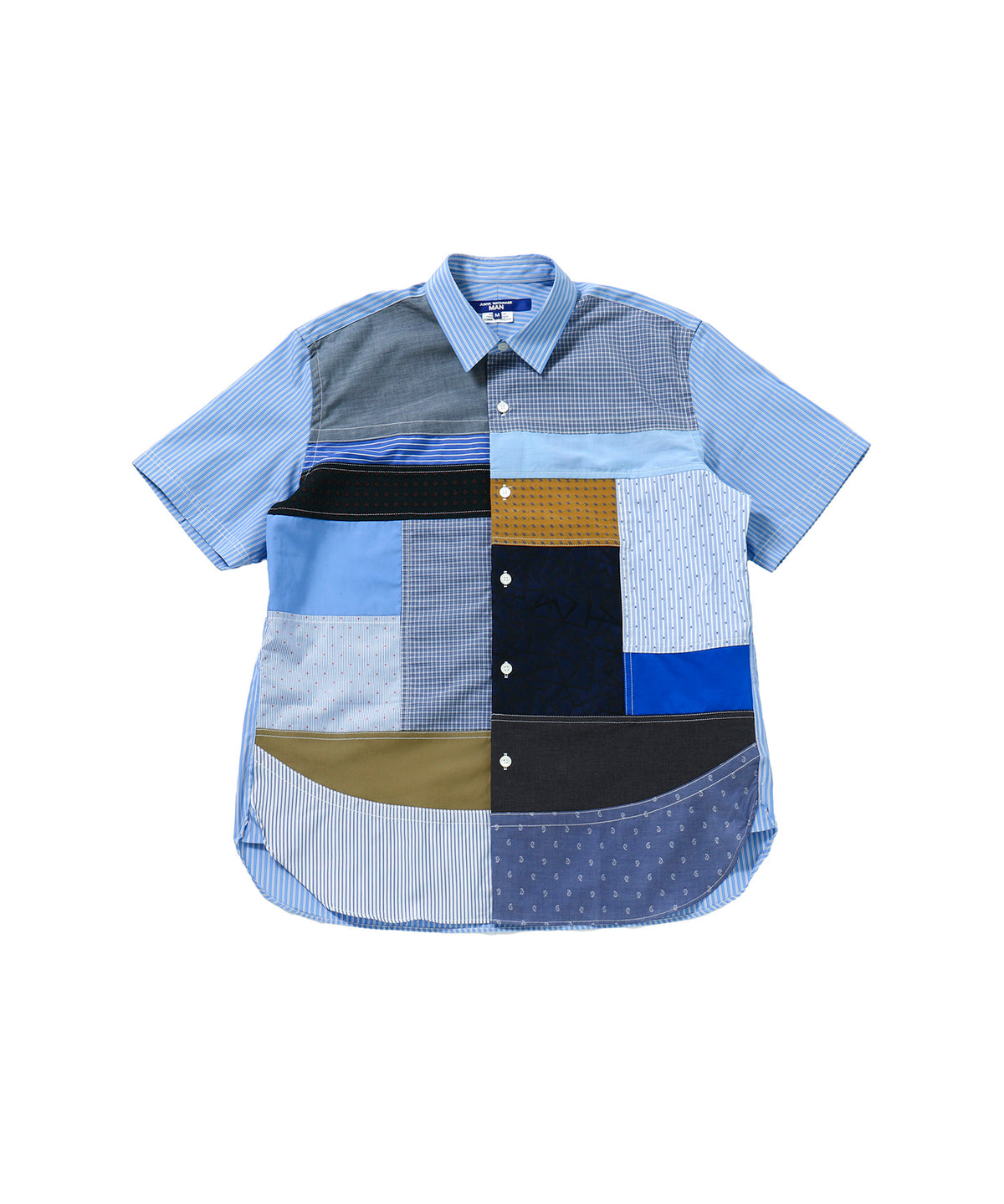 綿ストライプ×多素材パッチワーク