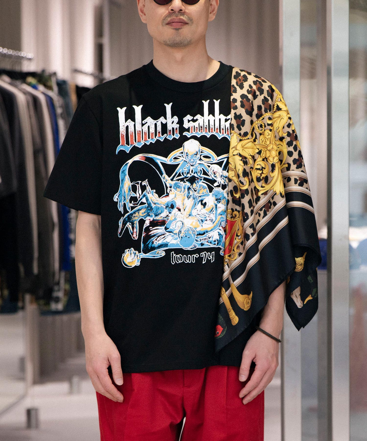 綿度詰天竺プリントBLACK SABBATH×シルクスカーフTシャツ