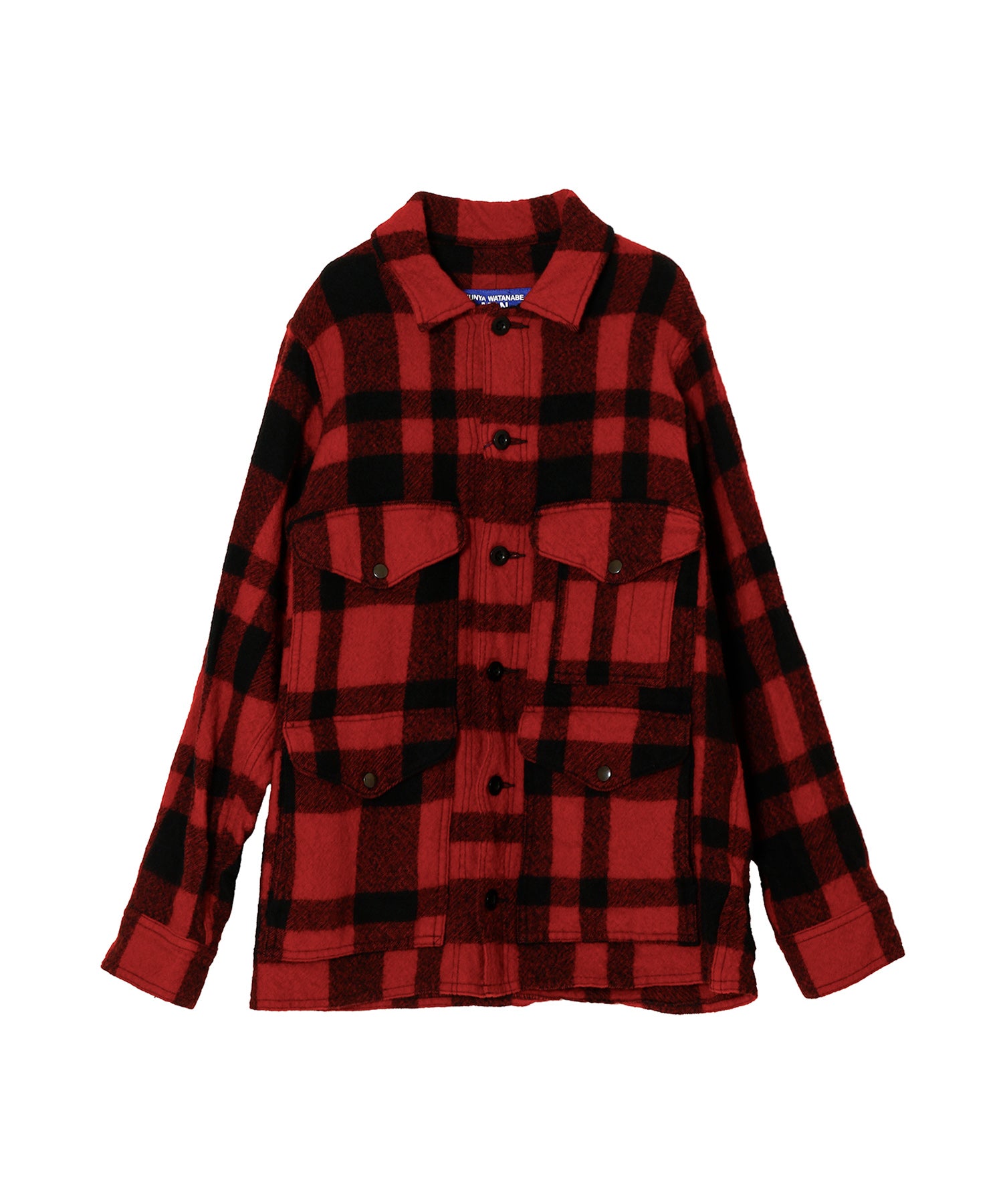 Junya Watanabe レッドチェック チャイナジャケット ウールチェック 製品縮絨 Filson Wネーム - JUNYA WATANABE MAN
