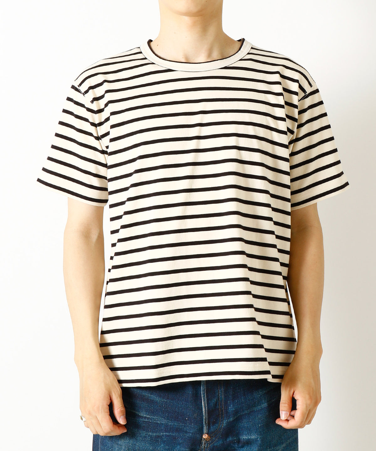 綿天竺ボーダー Tシャツ