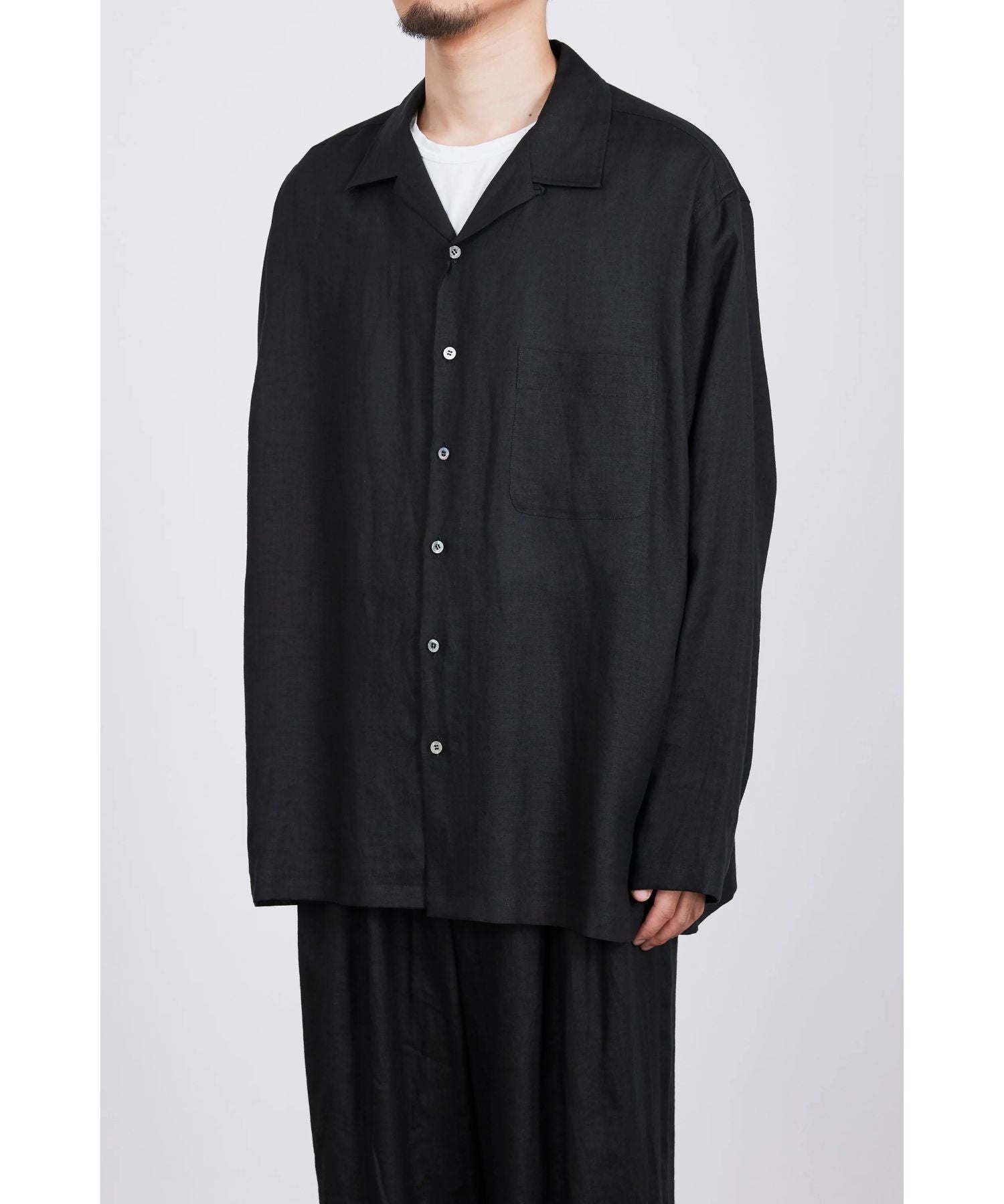 Hemp Shirting Open Collar Shirt L/S