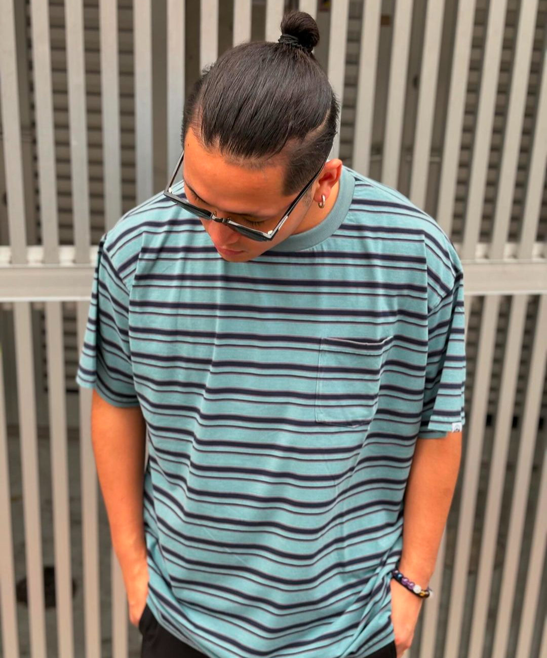 Embroidered Logo Overdye Boder Pocet T-shirt