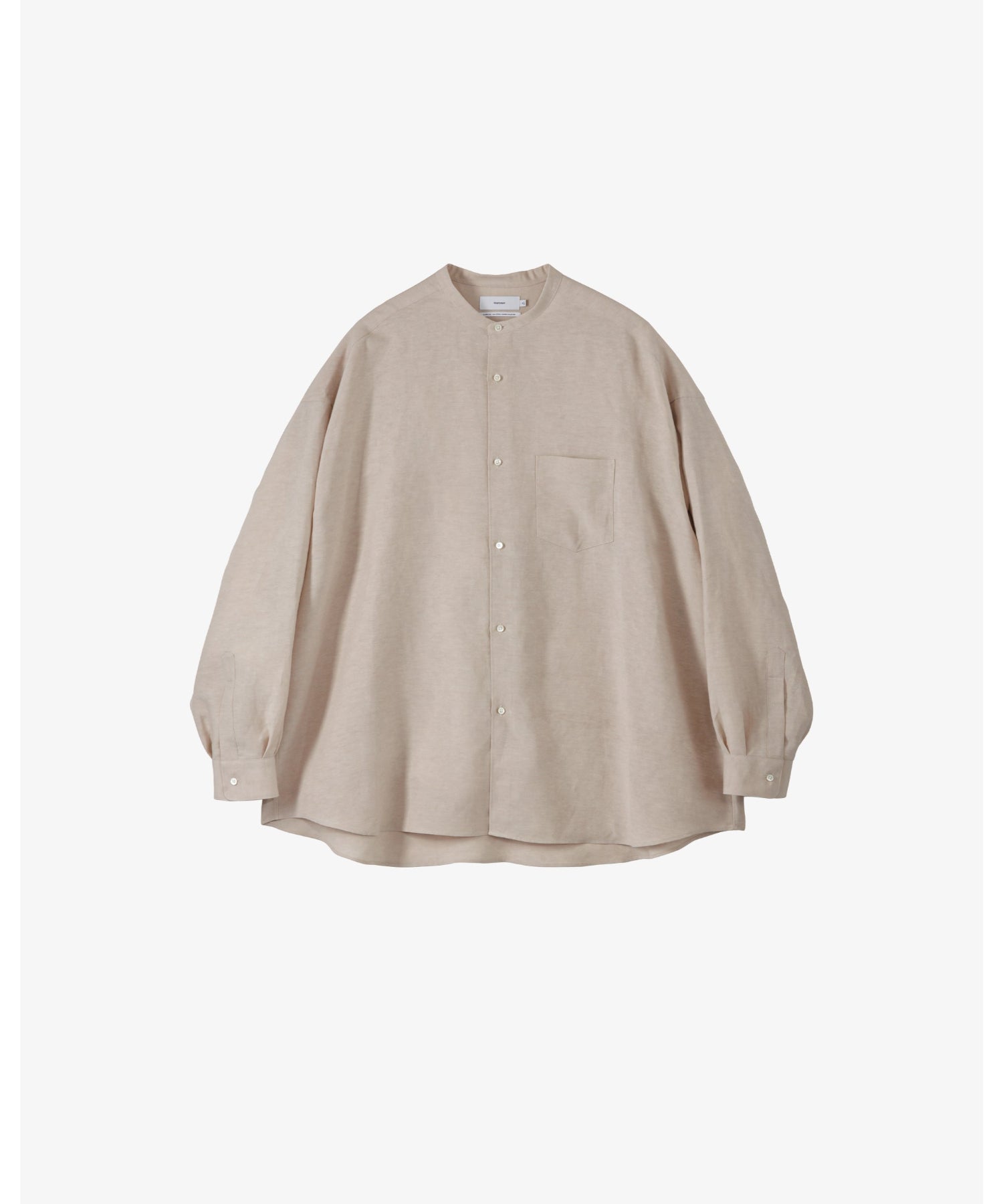 Linen Cupro L/S Oversized Band Collar Shirt
