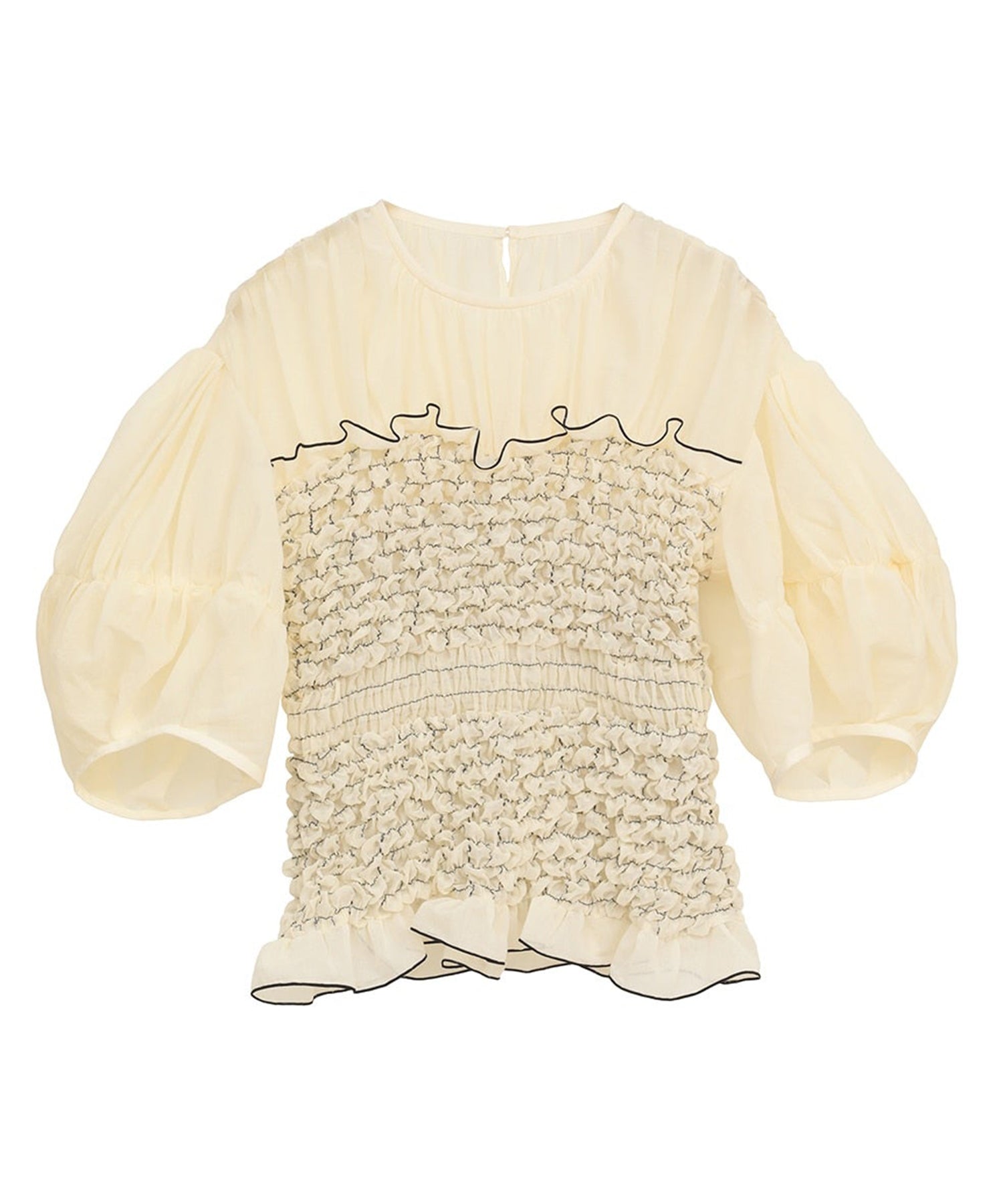 COLOR STITCHED SHIRRING TOPS
