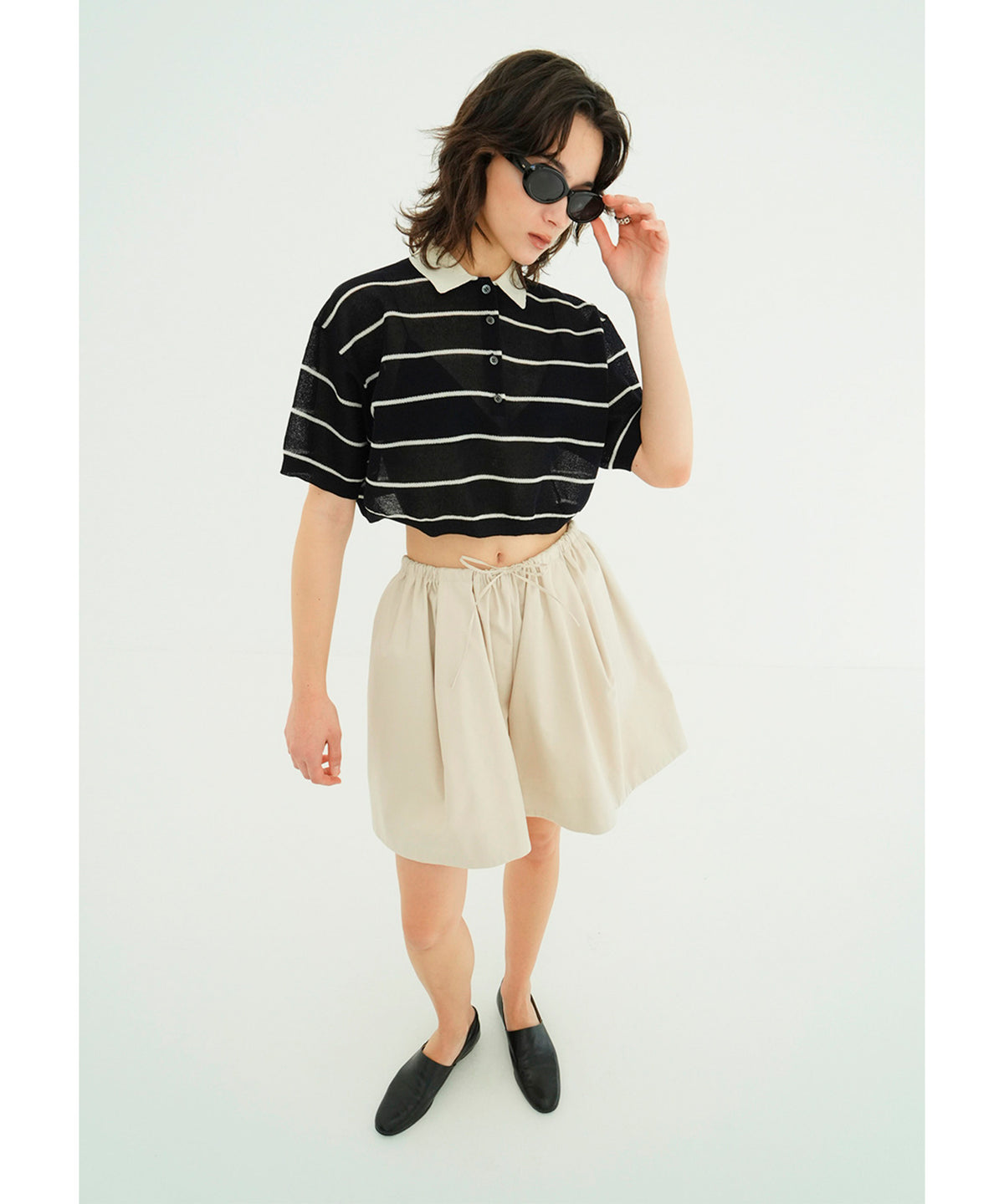 SPONGY SHEER POLO KNIT TOPS