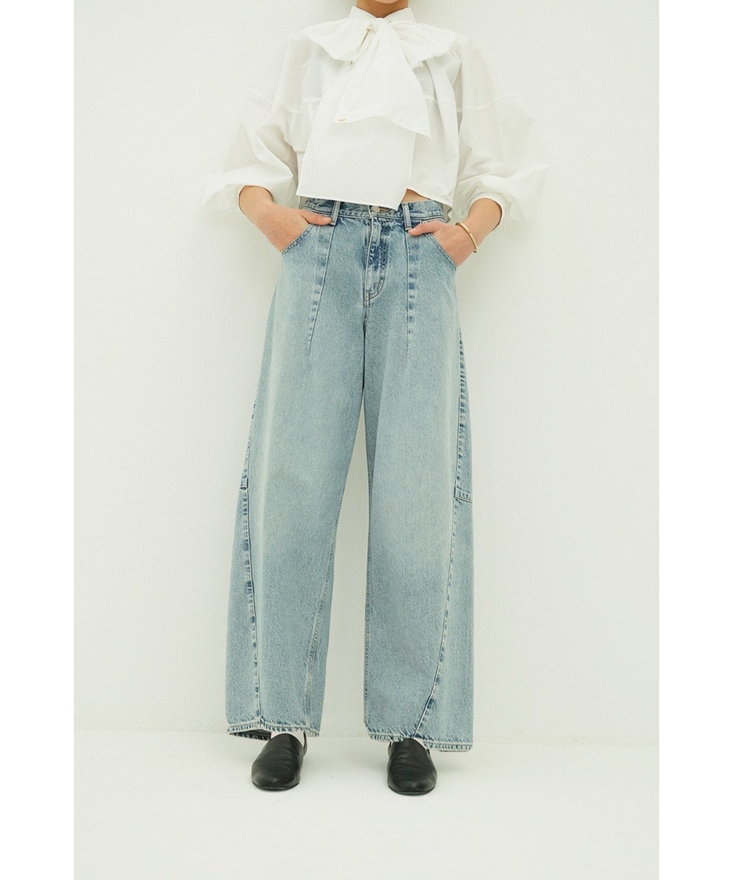 COCOON BULKY DENIM PANTS - CLANE (クラネ) - bottom (ボトムス