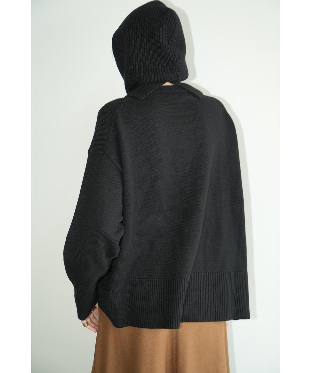 Wide Knit Tops Balaclava Set