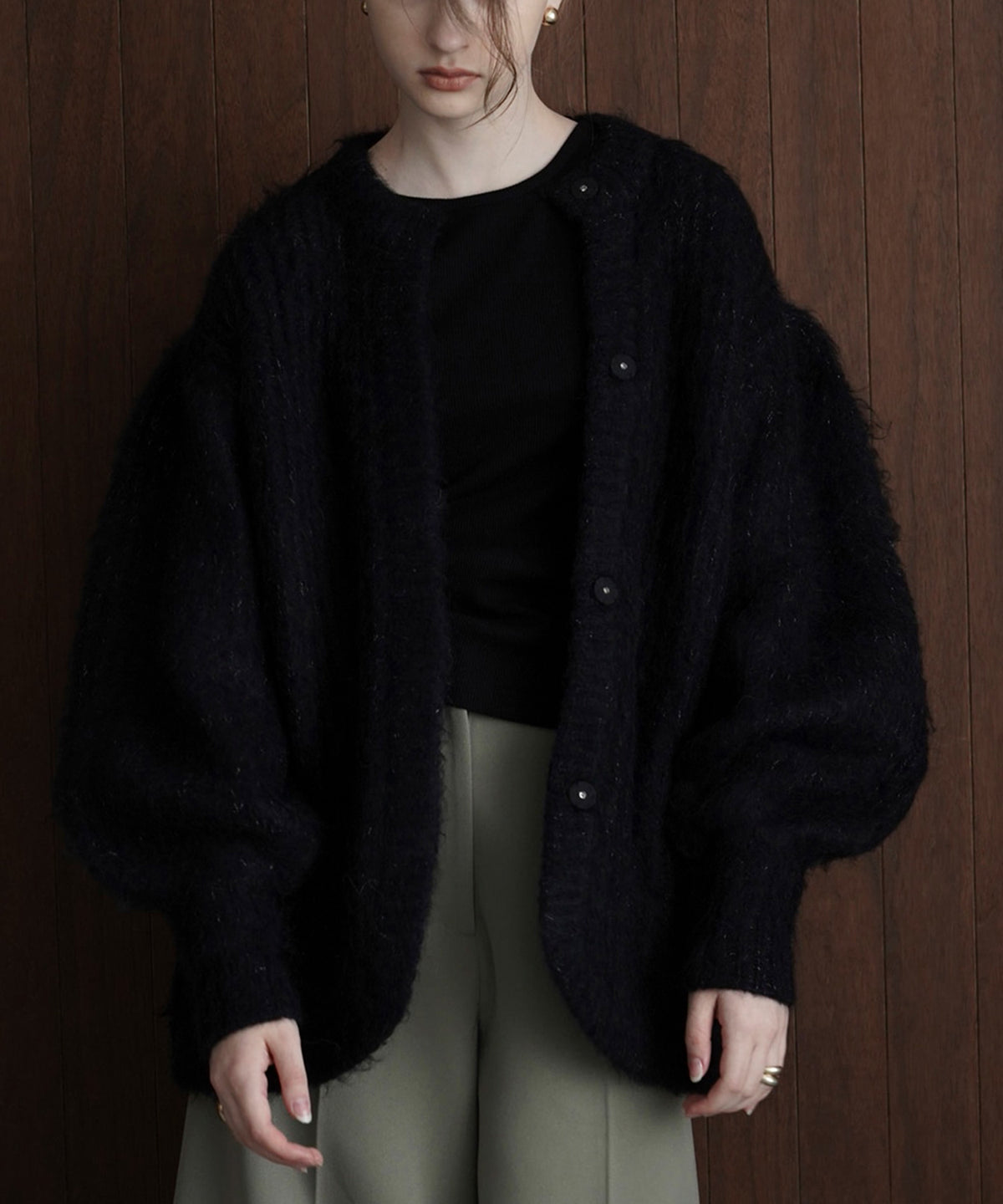 Color Mohair Shaggy Cardigan