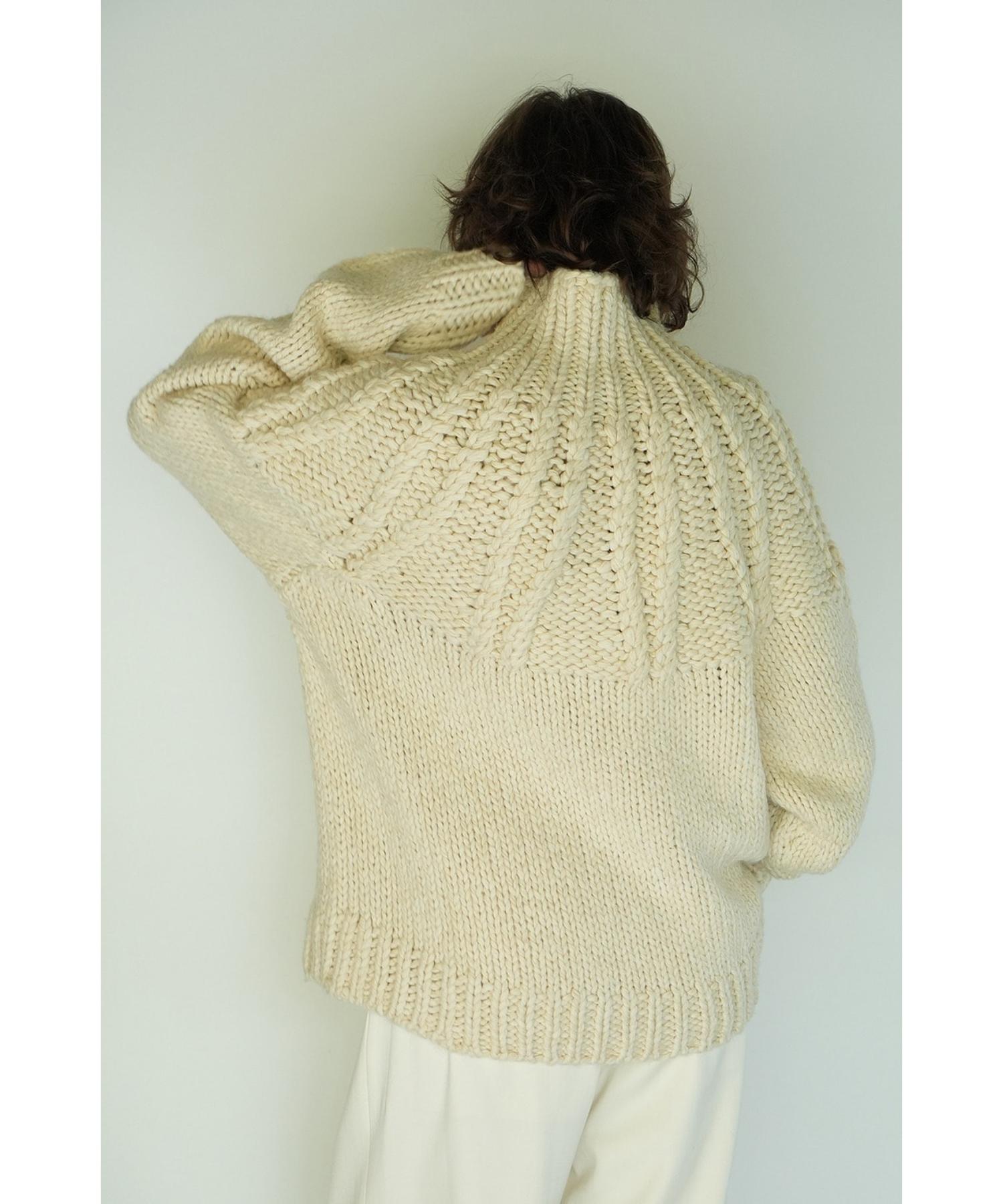 Chunky Cable Hand Knit Tops - CLANE (クラネ) - tops (トップス