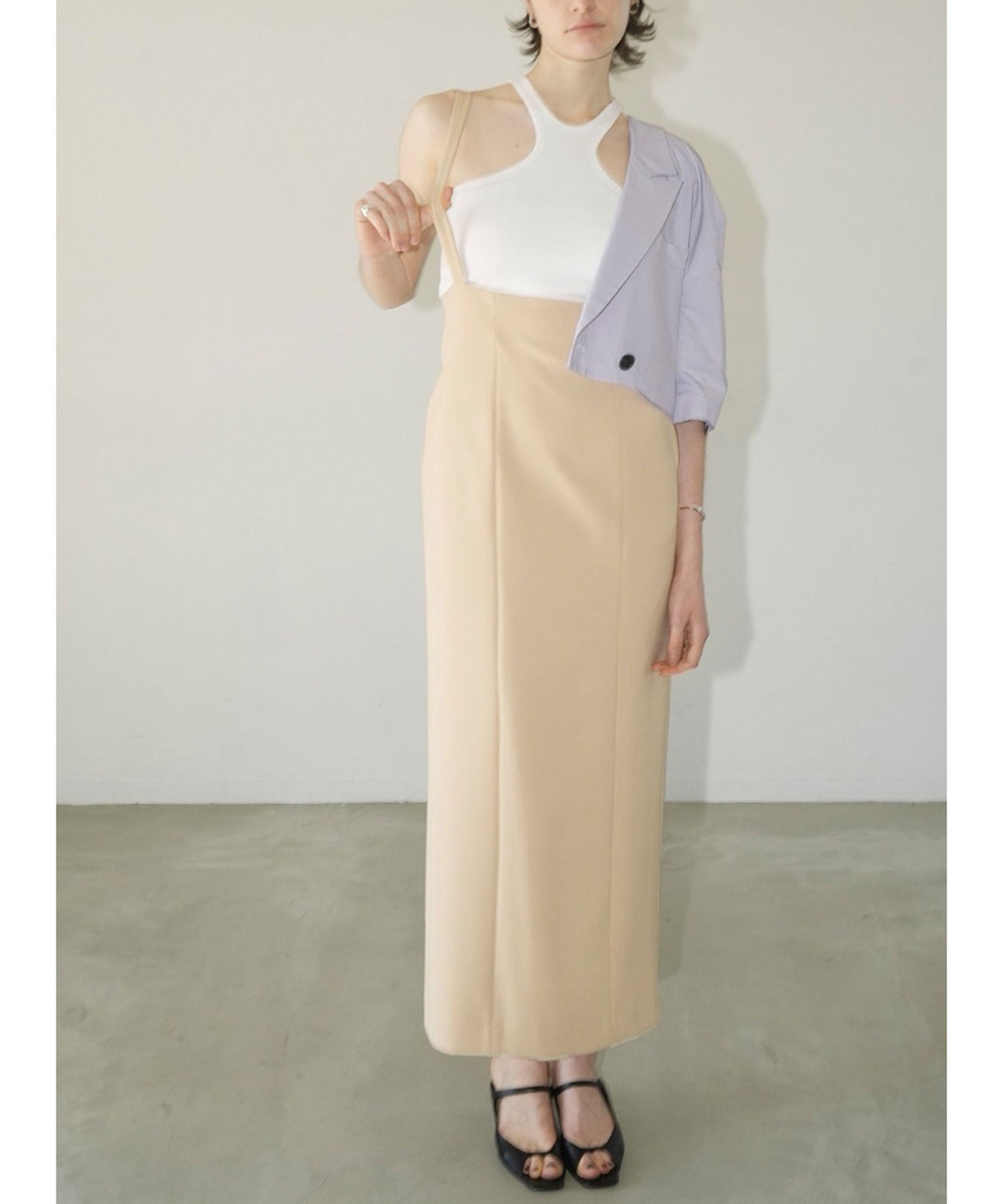 SUSPENDER HIGH WAIST SKIRT - CLANE (クラネ) - outer (アウター  