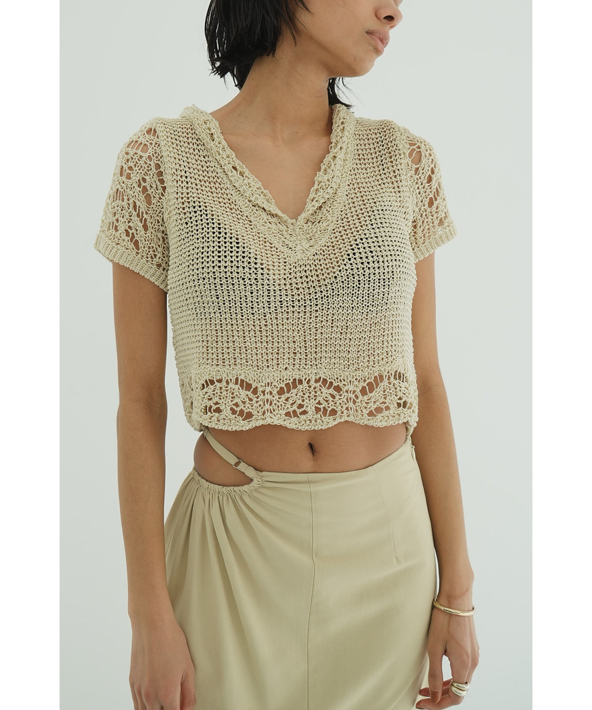 CROPPED CROCHET KNIT TOPS