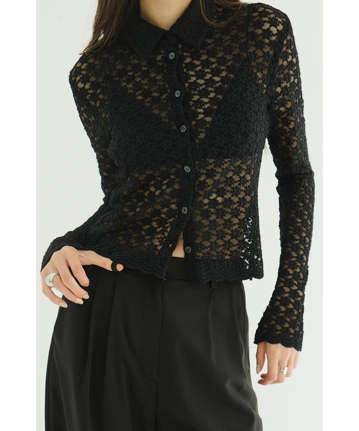 3D FLOWER LACE SHIRT