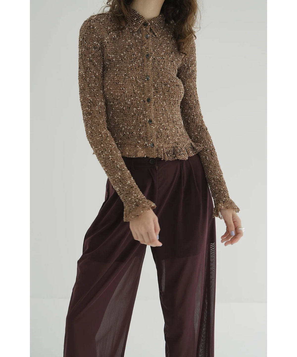 MIX MESH GATHER SHIRT