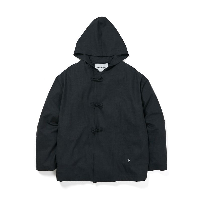 2WAYストレッチウールトロピカル フードブルゾン