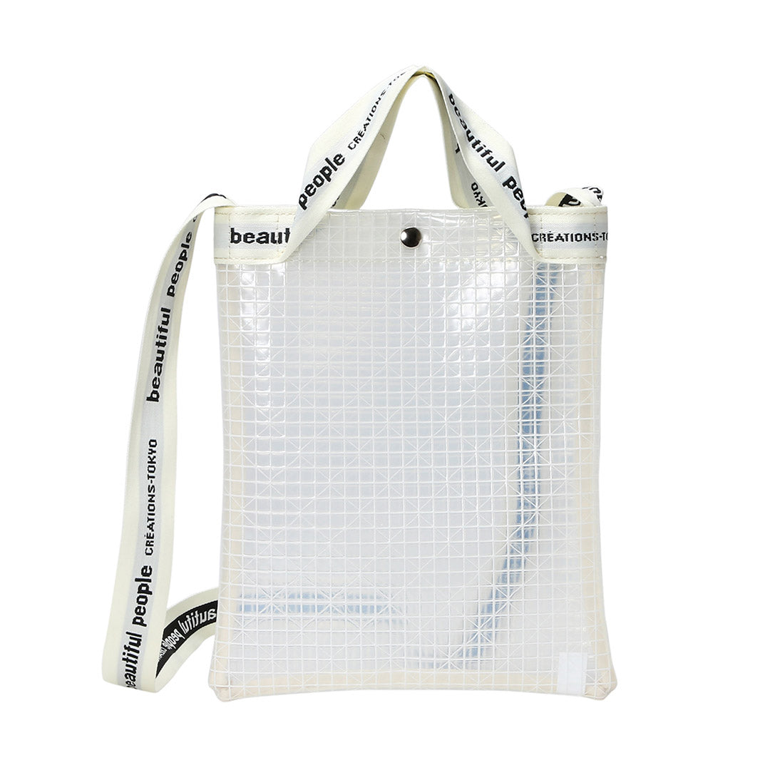plaid vinyl logo tape sacoshe bag