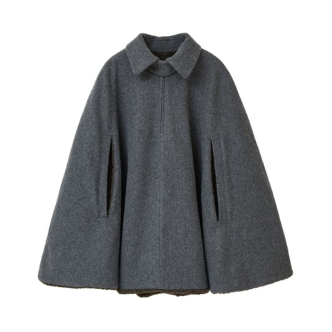 REVERSIBLE BOA MILITARY CAPE COAT