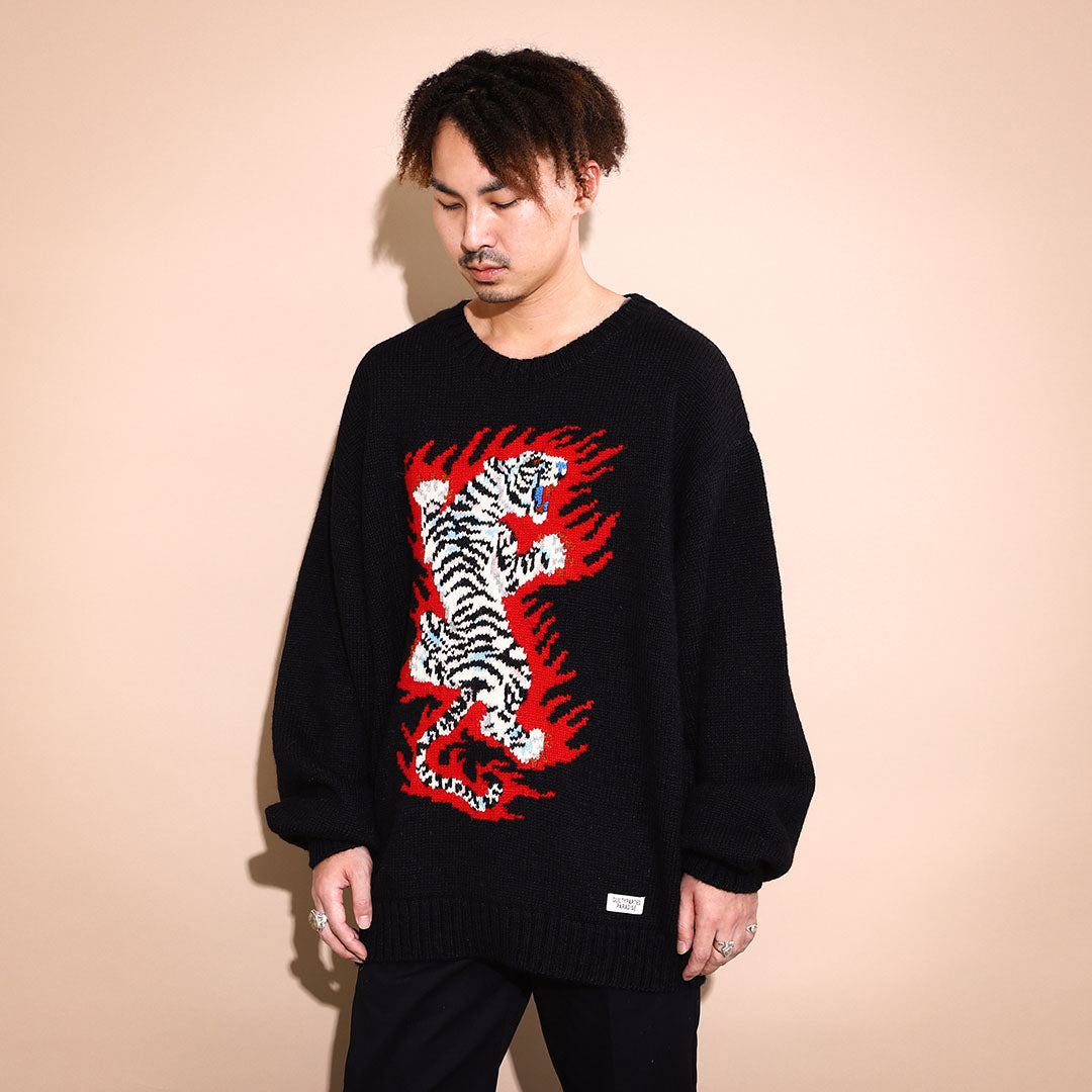 TIM LEHI/INTARSIA CREW NECK SWEATER