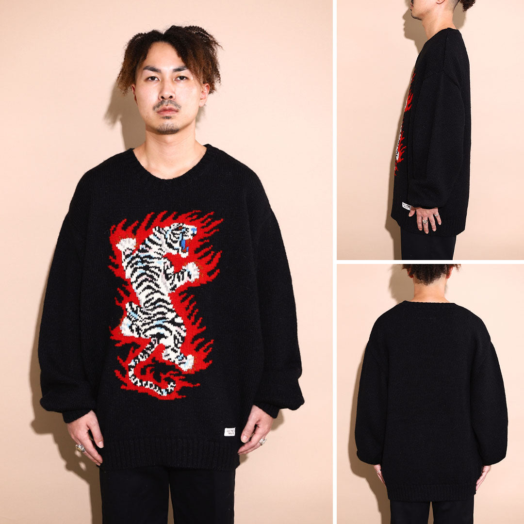 TIM LEHI/INTARSIA CREW NECK SWEATER