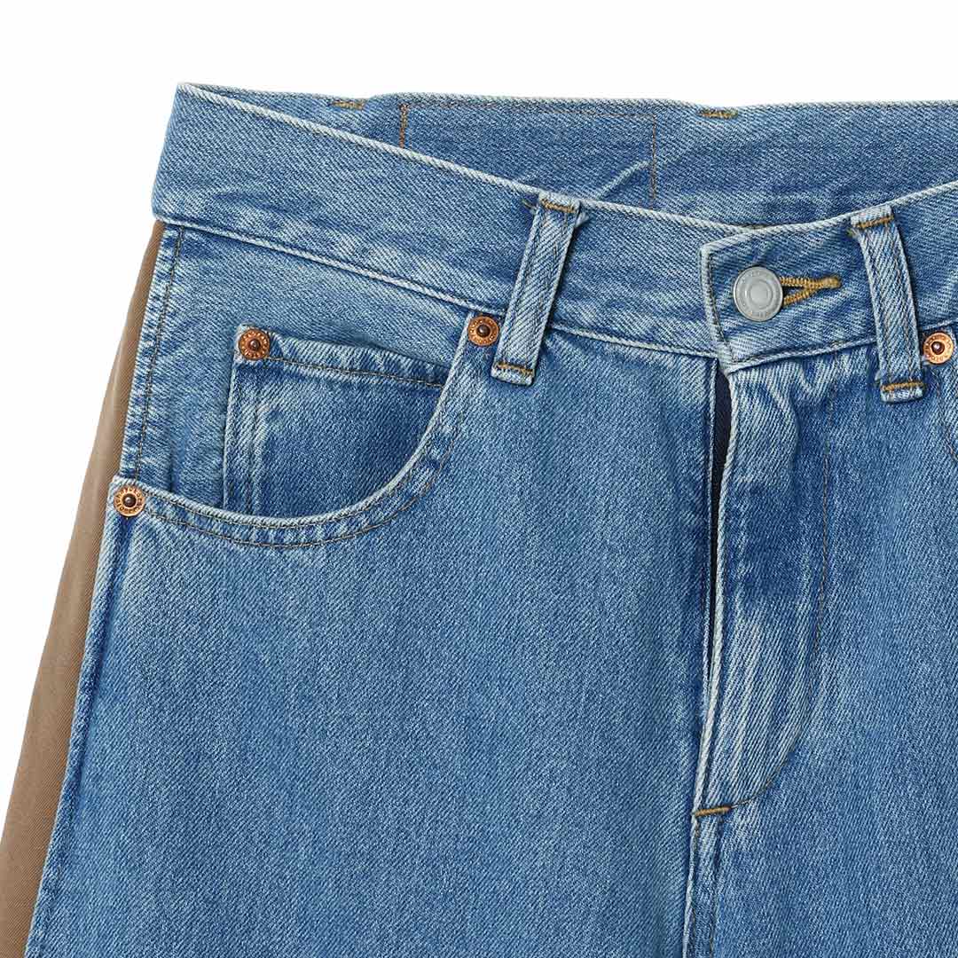 Paneled Denim Pants