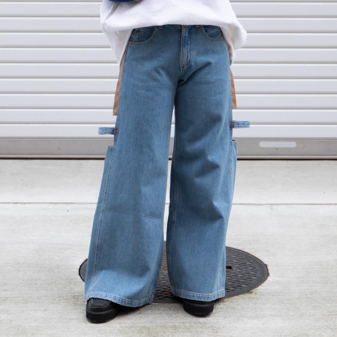 Paneled Denim Pants