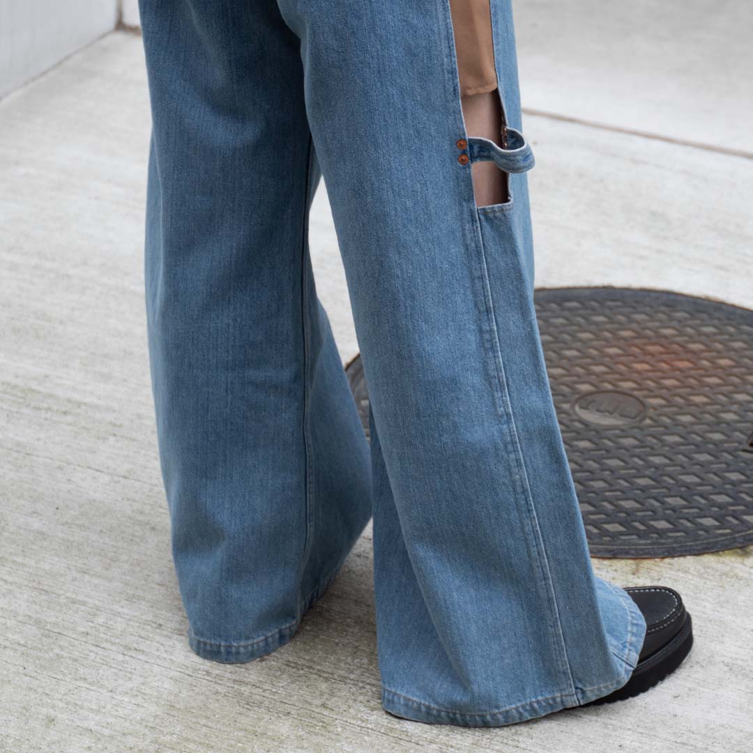 Paneled Denim Pants