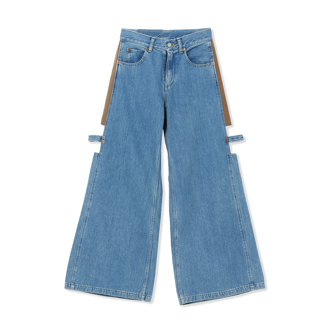 Paneled Denim Pants