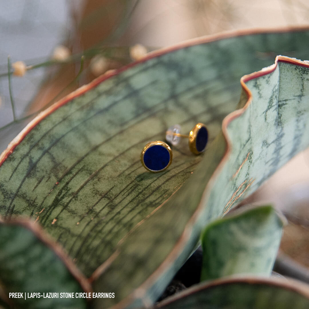 LAPIS-LAZURI STONE CIRCLE EARRINGS