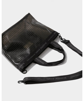 plaid vinyl logo tape bag M