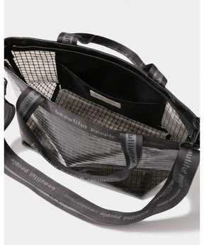 plaid vinyl logo tape bag M