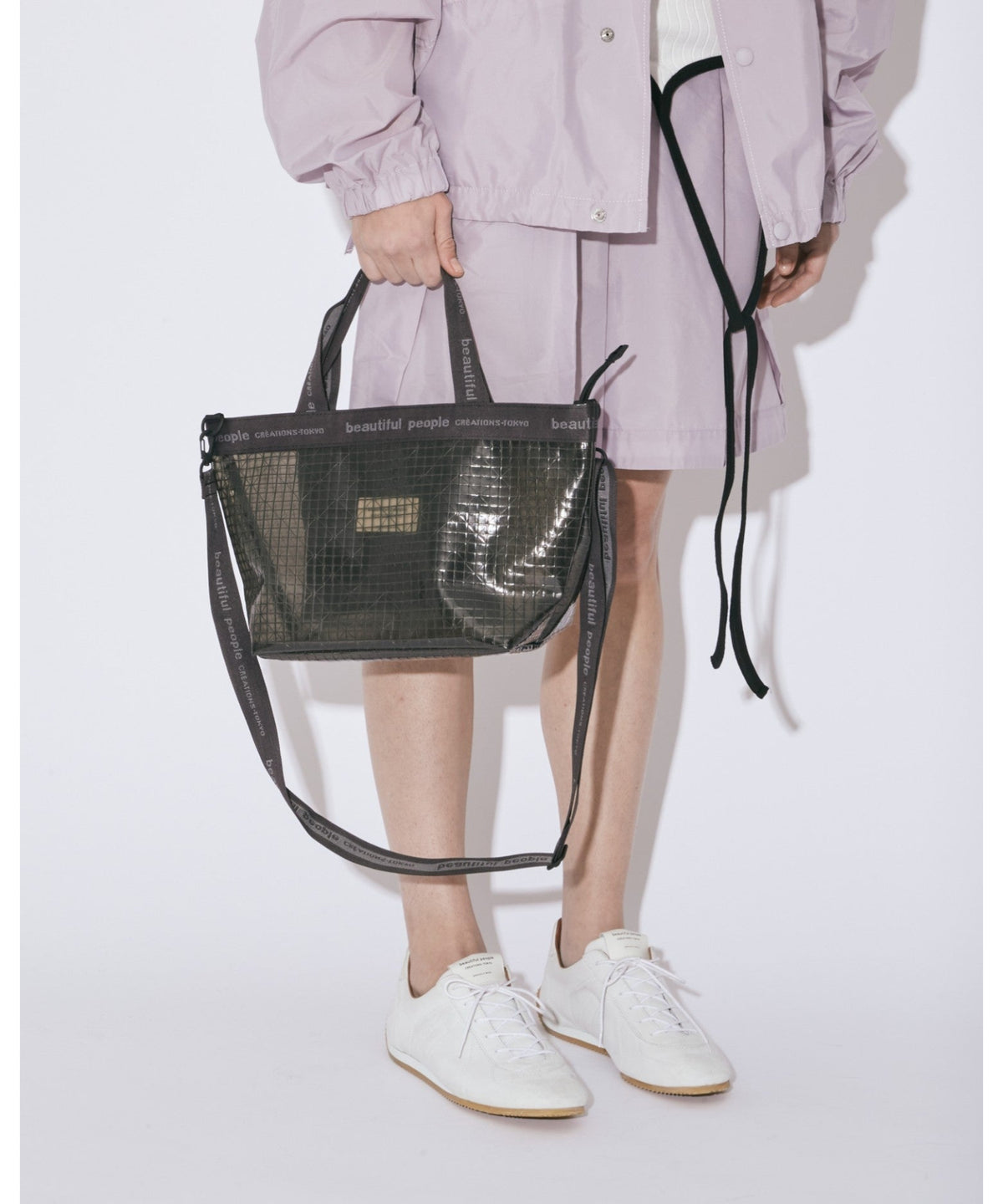 plaid vinyl logo tape bag M