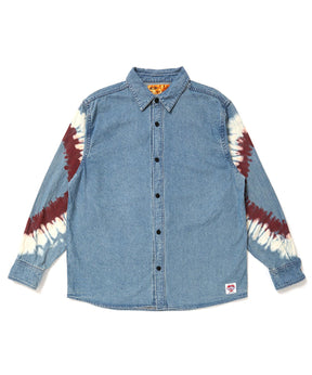 L/S TIE DYE SLEEVE DENIM SHIRT