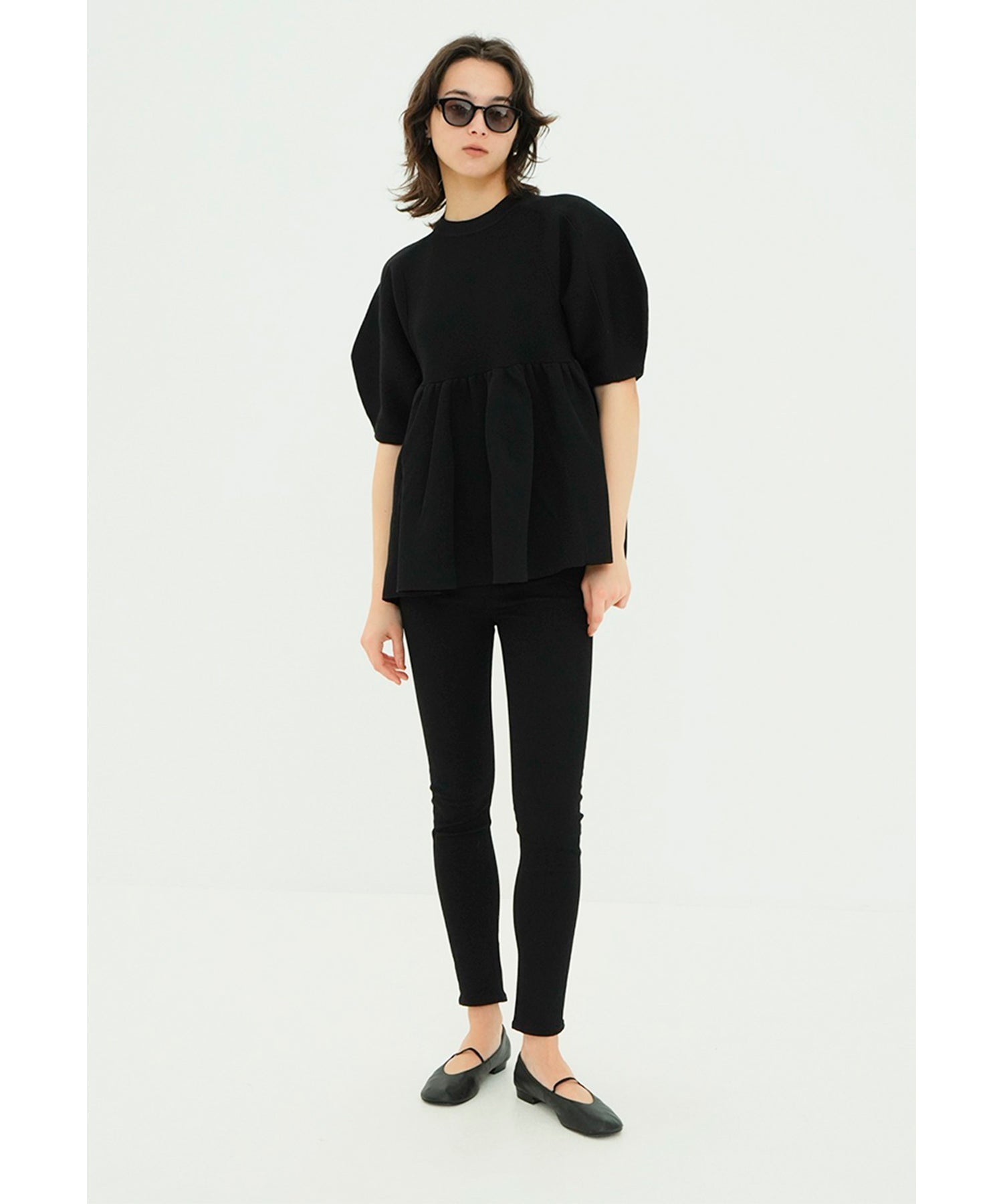 PEPLUM HALF SLEEVE KNIT TOPS