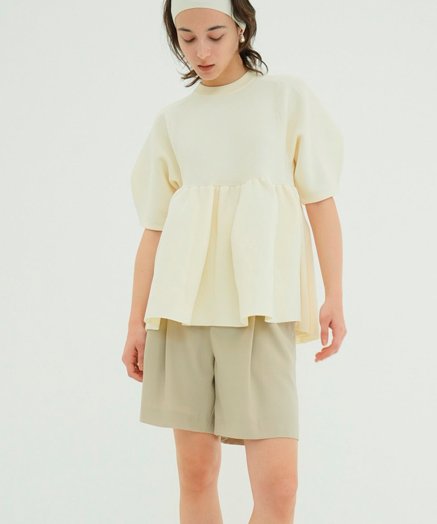 PEPLUM HALF SLEEVE KNIT TOPS