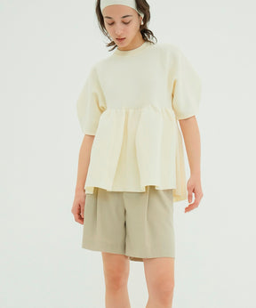 PEPLUM HALF SLEEVE KNIT TOPS