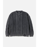 WASHED CREWNECK CABLE SWEATER