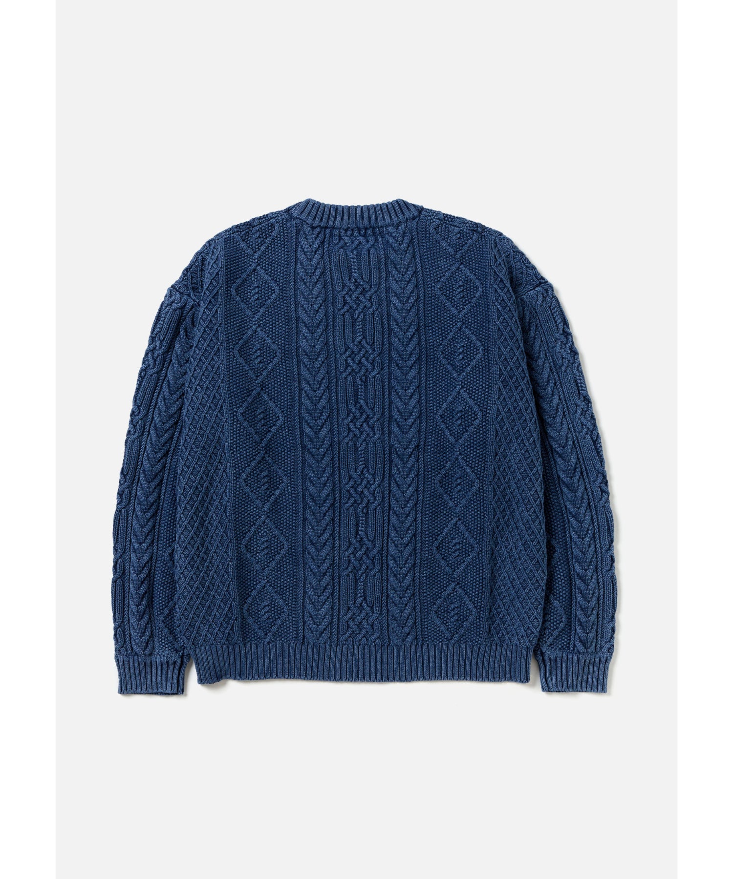 WASHED CREWNECK CABLE SWEATER