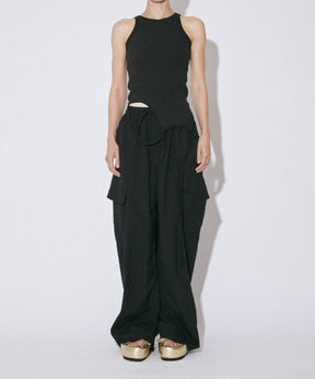 Tropical Wool Bow Silhouette Pants