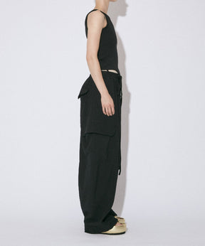 Tropical Wool Bow Silhouette Pants