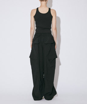 Tropical Wool Bow Silhouette Pants