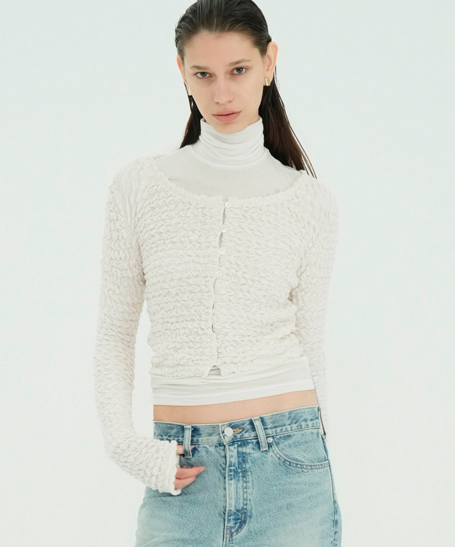 Soft Shirring Cardigan