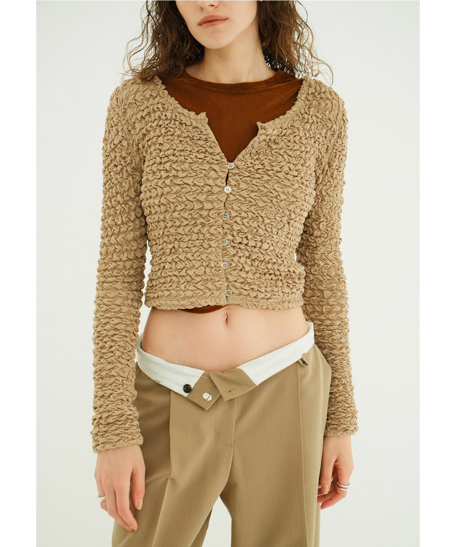 Soft Shirring Cardigan
